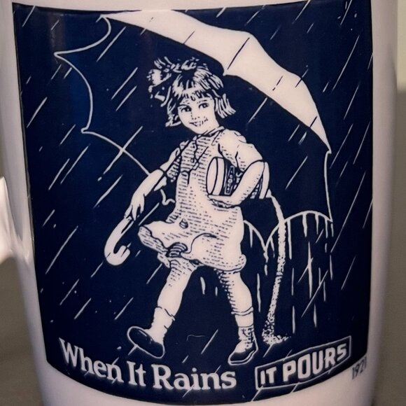 Vtg Morton Salt Girl 1921 Logo Ceramic Mug Cup “When It Rains It Pours” ~ Japan - Picture 3 of 9